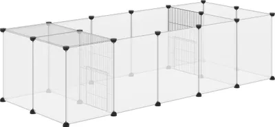 Image de Enclos parc modulable pour petits animaux 20 panneaux pour lapin hamster chiot cochon 175 x 70 x 45 cm blanc