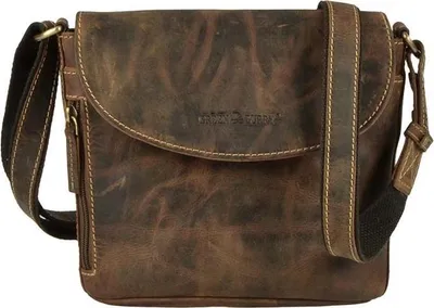Produktbild von Greenburry kleine Umhängetasche Leder braun Schultertasche Tasche Vintage antik 1727-25