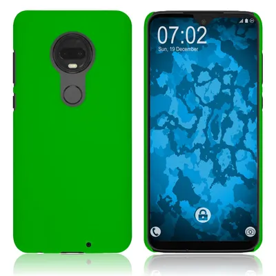 Produktbild von PhoneNatic Case kompatibel mit Motorola Moto G7 - Hülle grün gummiert Hard-case + 2 Schutzfolien