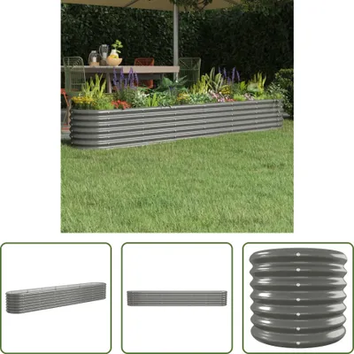 Produktbild von The Living Store Hochbeet Pulverbeschichteter Stahl 260x40x36 cm Grau