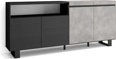 Produktbild von Sideboard, Highboard, 200x87x35cm, 4 Türen, Industriedesign, Zementgrau