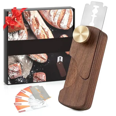 Produktbild von Profi Bäckermesser aus Edelholz,Teigmesser zum Ritzen von Baguette & Brot, Brotschneider-Tool für perfektes Muster,Ergonomisches Backwerkzeug für Hausbäcker