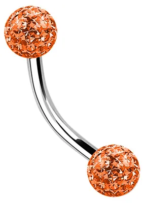 Produktbild von Titan Piercing Schmuck Banane 1,2 x 6 mm + Epoxy Kugeln in orange