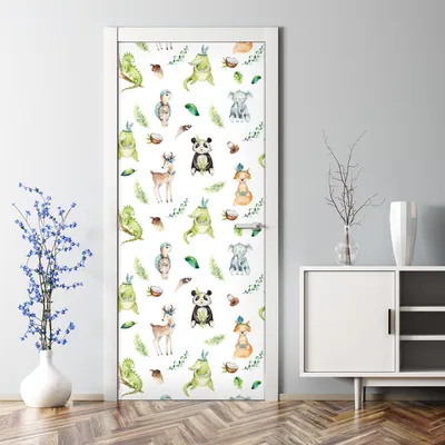 Produktbild von Dekorative Tür Wandaufkleber Wandtattoo selbstklebend dekoration Niedliche Tiere 77 x 200 cm