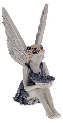 Image de Figurine de jardin représentant une elfe avec une fleur, résistante aux intempéries et au gel