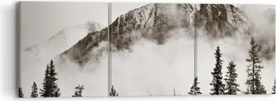 Produktbild von Bild auf Leinwand - Leinwandbild - 3 Teile - Nebel Berg Wald - 90x30cm - Wand Bild - Wanddeko - Wandbilder - Leinwanddruck - Bilder - Wanddekoration - Leinwand bilder - Wandbild - CA90x30-4936