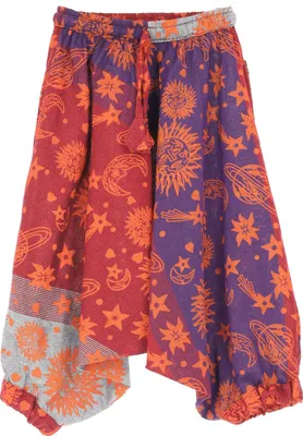 Produktbild von Kinder Haremshose, Pluderhose, Haremshose, Aladinhose - Rot/grau, Kinder/Baby, Baumwolle, Größe: XL (128/134)