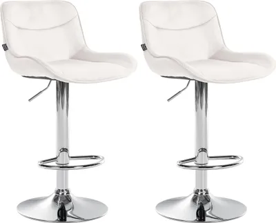 Image de lot de 2 tabourets de bar Vonore velours, couleur:gris, structure couleur:blanc