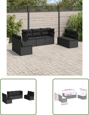 Produktbild von The Living Store 7-tlg. Garten-Sofagarnitur mit Kissen Schwarz Poly Rattan