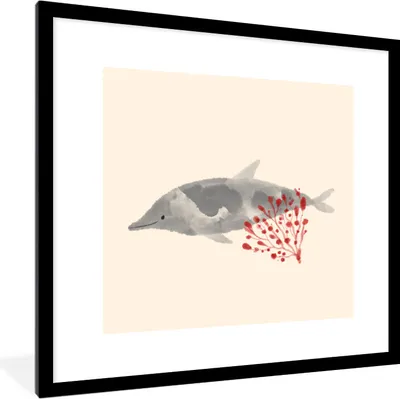 Produktbild von MuchoWow® MuchoWow® Gerahmtes Poster Tiere - Pflanzen - Meer - Aquarell 40x40 cm - Poster mit zchwarzem Bilderrahmen - Poster - Plakat im Rahmen