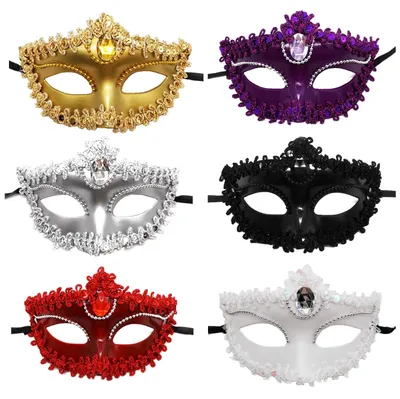 6 Venezianische Masken für Karneval, Mardi Gras, Party