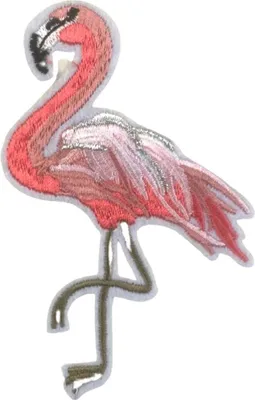 Produktbild von Flamingo-Emblem-Aufnäher zum Aufbügeln in Rosa und Silber