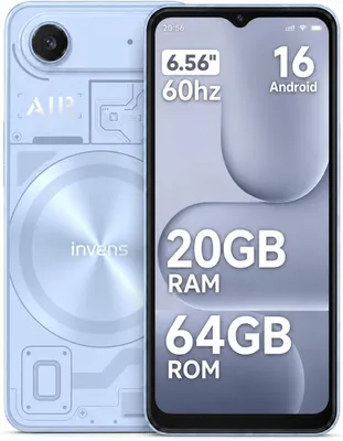 Produktbild von invens Air 1 Smartphone Handy ohne Vertrag Android 16 - 20GB+64GB - 6.56" 5000mAh 16MP+8MP Dual SIM 4G GPS, Blau