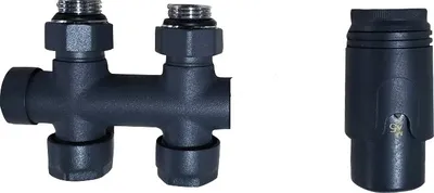 Produktbild von Anschlussgarnitur inkl. Thermostat in anthrazit (Mittelanschluss)
