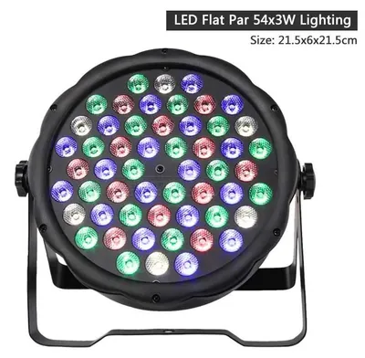 Zdjęcie produktu dla Reflektory LED PAR - 54x3W RGBW, płaski reflektor PAR - oświetlenie sceniczne DMX512 - napięcie 100–240V - do użytku na imprezach DJ, dyskotekach, weselach - wtyczka EU - kolorowe światło RGBW