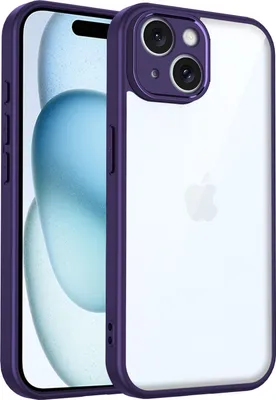 Immagine prodotto di Custodia per iPhone 15 cover posteriore trasparente con cornice in TPU, antiurto Viola