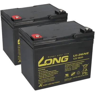 Produktbild von Ersatzakku für Shoprider Ameland, Amrum, Borkum, Helgoland, Norderney, Trios 2x 12V (24V) 36Ah Zyklenfest AGM Long