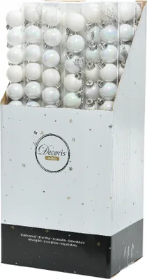 Produktbild von Weihnachtskugeln Kunststoff 3cm 14er Set - Weiß irisierend
