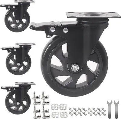 Productafbeelding van Famanu transportwielen, 125 mm, met rem - set van 4 stuks