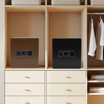 Image de Coffre-fort à empreinte digitale - Noir - 45 litres - Coffre-fort en acier pour la maison et le bureau