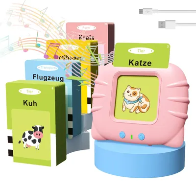 Produktbild von GUYUCOM Kinderspielzeug ab 2 Jahre, Sprechende Lernkarten Deutsch,194 Blätter Lernkarten 388 Wörter für Deutsch Lernen, Spielzeug für Mädchen und Jungen 2 3 4 5 6 Jahre(Rosa)