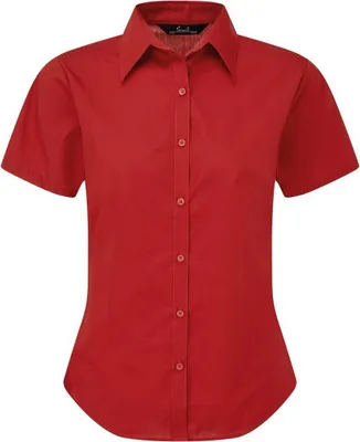 Image de Chemise de travail / chemisier en popeline à manches courtes pour femme Premier RW1092 (14UK/40DE) (Rouge)
