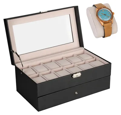 Produktbild von Uhren Aufbewahrung Uhrenbox Uhrenkoffer Uhrenkasten "Zürich", schwarz