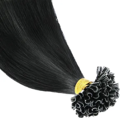 Produktbild von chaarmant Bonding Extensions Echthaar 55 cm 50 g – Haarverlängerung #1 Schwarz