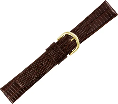 Produktbild von Minott Uhrenarmband Kalbsleder dunkelbraun Tejuprägung ohne Naht flach, Stegbreite:22mm, Schließe:Gelbgolden