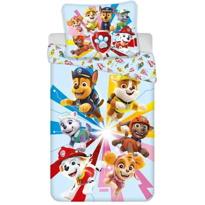 Produktbild von Unyqoos® Paw Patrol Kinder-Bettwäsche-Set 140×200 cm – Einzelbett, 100% Polyester, Wendebezug mit 63×63 cm Kissenbezug, doppelseitig bedruckt