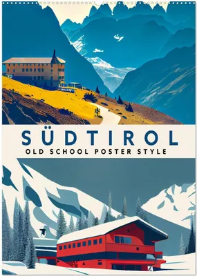 Produktbild von Südtirol - Old School Poster Style (Wandkalender 2026 DIN A2 hoch), CALVENDO Monatskalender
