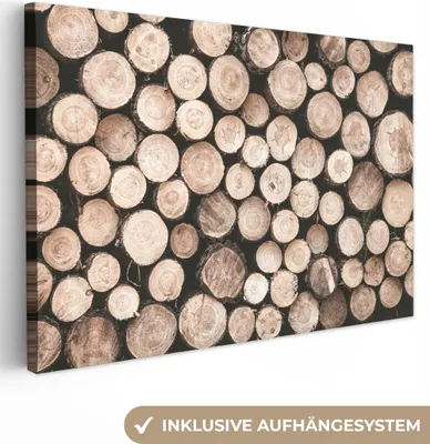 Produktbild von MuchoWow® - Leinwandbilder - Baumstämme - Winter - Natur, Wandbild, Wanddeko Bilder Wohnzimmer, 120x80 cm
