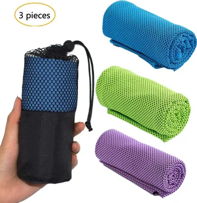 Produktbild von Kühltuch 3er Set –100cm*30cm kühlendes Handtuch für Wandern, Laufen, Tennis, Reisen | Kühltücher Hals, Handtuch kühlend