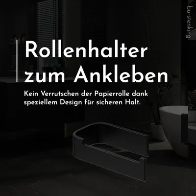 Produktbild von Bürstenking Toilettenpapierhalter Matt Schwarz Bohrenfreie Montage mit 3M Kleber für Fliesen Glas Keramik Metall