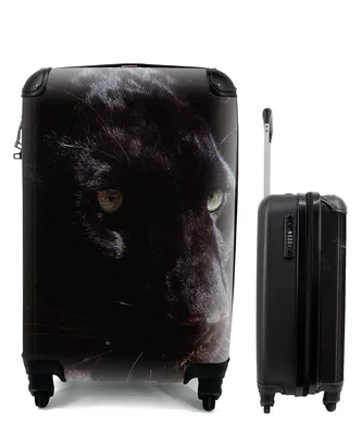 Produktbild von MuchoWow® Koffer Handgepäck Trolley Rollkoffer Kleine Reisekoffer mit 4 Rollen - Panther - Tier - Schwarz - Cabin Size < 55x40x23 cm & 55x40x20 cm - Fotokoffer - Kabinenkoffer - Boardgepäck - Reise-Box - Reisekoffer - Reisegepäck - Koffer mit Bild - Trolley für Kinder