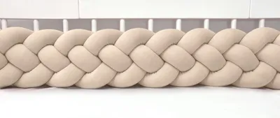 Produktbild von Bettschlange 4-strängig geflochten Velours 400 cm – Beige | Bettumrandung Babybett Nestchen | Letino