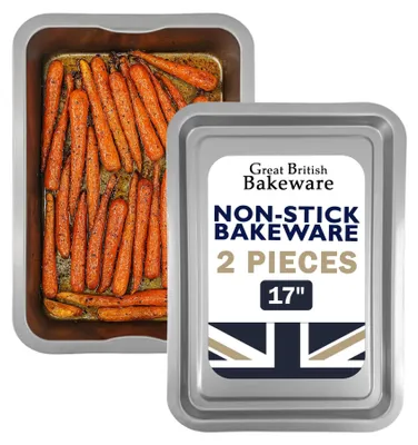 Backblech & Bratpfanne Set, Antihaft, 43x32 cm, spülmaschinengeeignet
