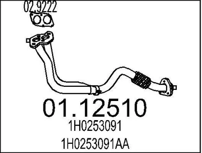 Produktbild von MTS Abgasrohr Auspuffrohr für VW GOLF III (1H1) Vorne 01.12510