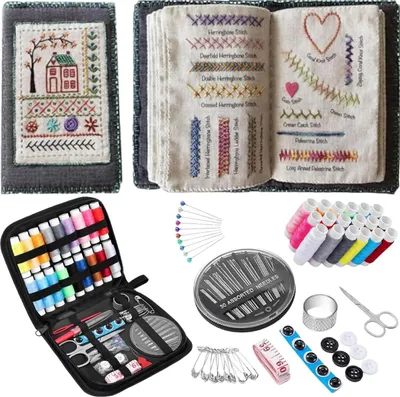 Produktbild von INF 90-teiliges DIY Stickset mit Anleitungsbuch - Komplettes Handnähset
