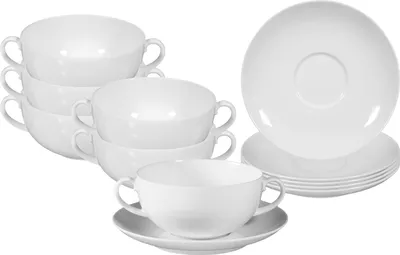 Produktbild von Seltmann Weiden Rondo/Liane Weiß Suppentasse mit Untertasse 0,36l 6er Set
