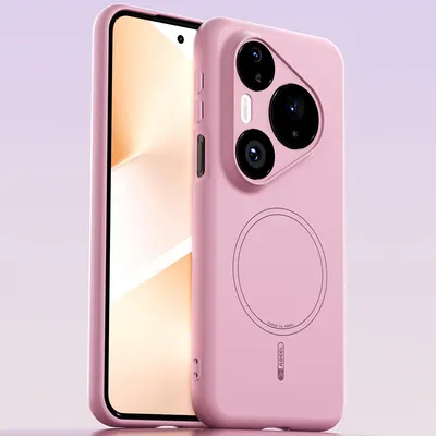 Image de Etui magnétique pour Huawei Pura 80 Pro, compatible MagSafe, silicone liquide, antichoc et résistant aux rayures Rose