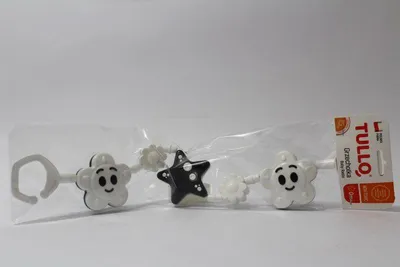 Produktbild von TULLO Kinderwagenanhänger, schwarz-weiß, 2 x Blumen, 1 x Stern 179