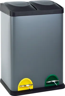 Produktbild von SVITA TC2X20 Küchen-Eimer 40Liter Fassungsvermögen 2x20L Abfalleimer 2er-Mülleimer Mülltrennung Treteimer Stahl Grau
