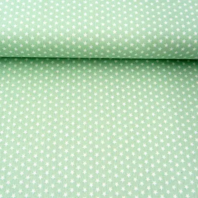 Produktbild von Baumwollstoff Meterware Sterne ca. 1x mint weiß 1cm