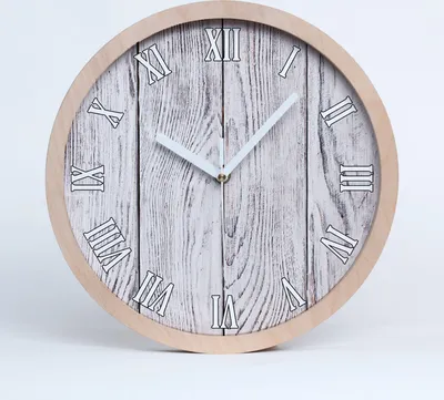 Produktbild von Holzuhr 30fi cm wanduhr - weiße Spitzen - Holzwand