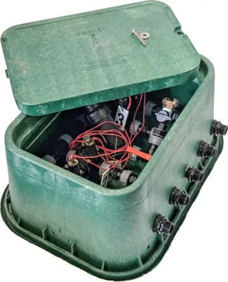 Produktbild von HUNTER Verteilerkasten Ventilkasten mit 4 Ventilen 24 V, 1 Zoll (DN 25), vormontiert