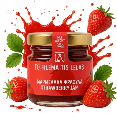 Produktbild von To Filema Tis Lelas Erdbeermarmelade 80 % Fruchtanteil 30 g im Glas