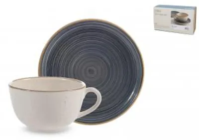 Immagine prodotto di H&H Set 2 Tazze Tè Ocean Con Piattino In Stoneware Cc 200