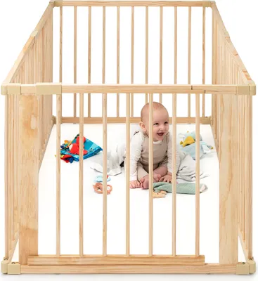 Produktbild von dibea Baby-Laufstall aus Holz, 68 cm Höhe, 6 Elemente je 90x68 cm