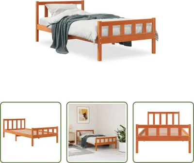 Immagine prodotto di The Living Store letto in legno massiccio senza materasso cera marrone 75x190 cm legno di pino
